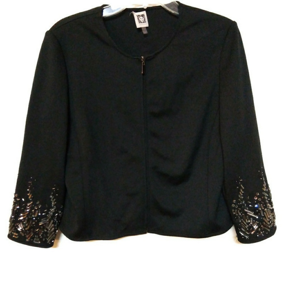 Anne Klein  Black Jeweled Zipper Blazer/Jacket